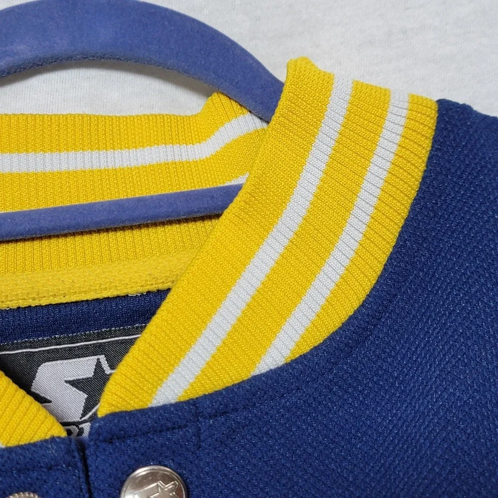 Vintage Y2k 90s Starter Black Label Navy And Yellow Snap Button Up Sz XL NBA MLB